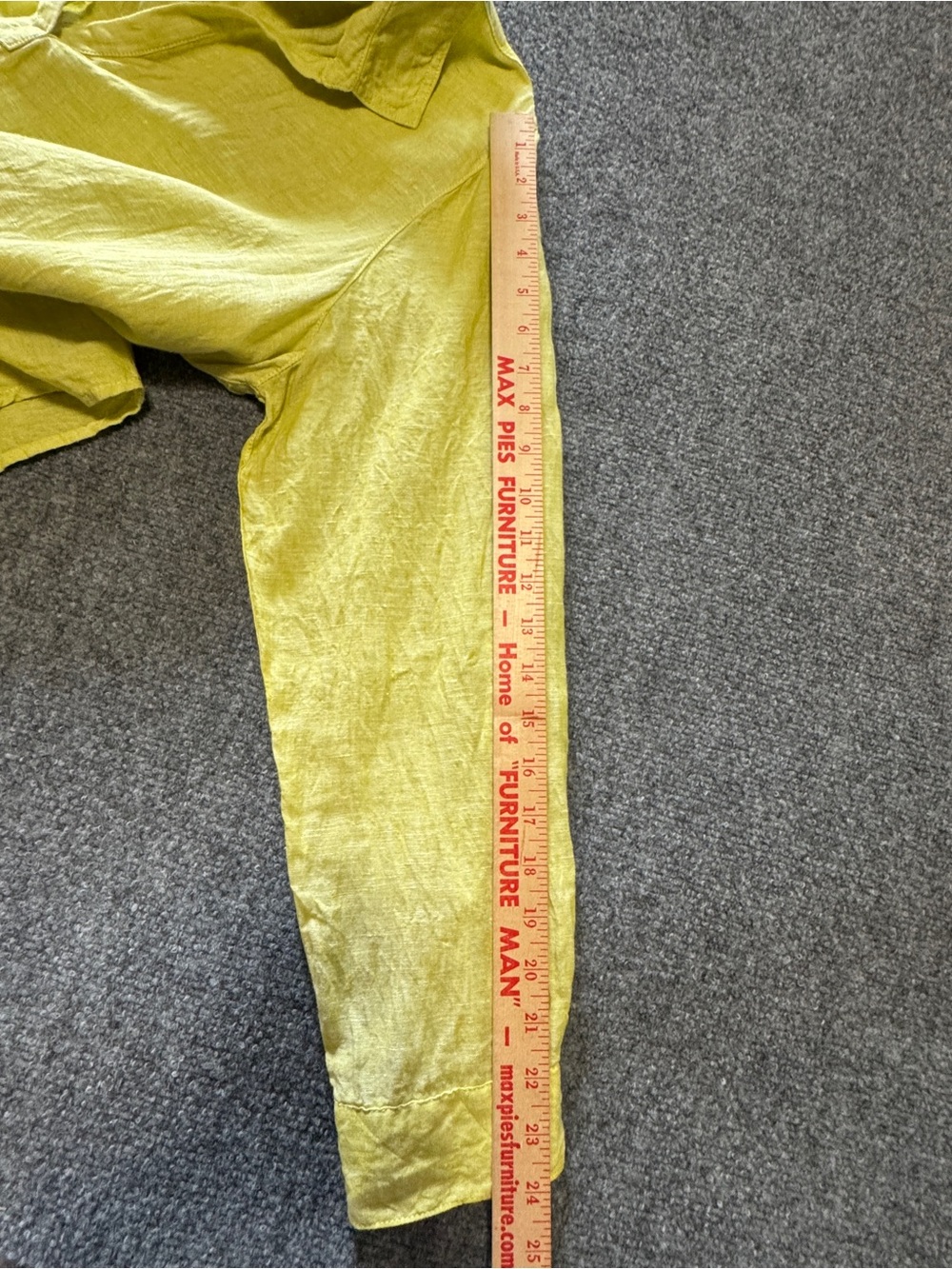 Tahari 100% Linen Tunic Top 1X Lemon Yellow Roll Tab Sleeve V Neck Relaxed - Picture 12 of 12
